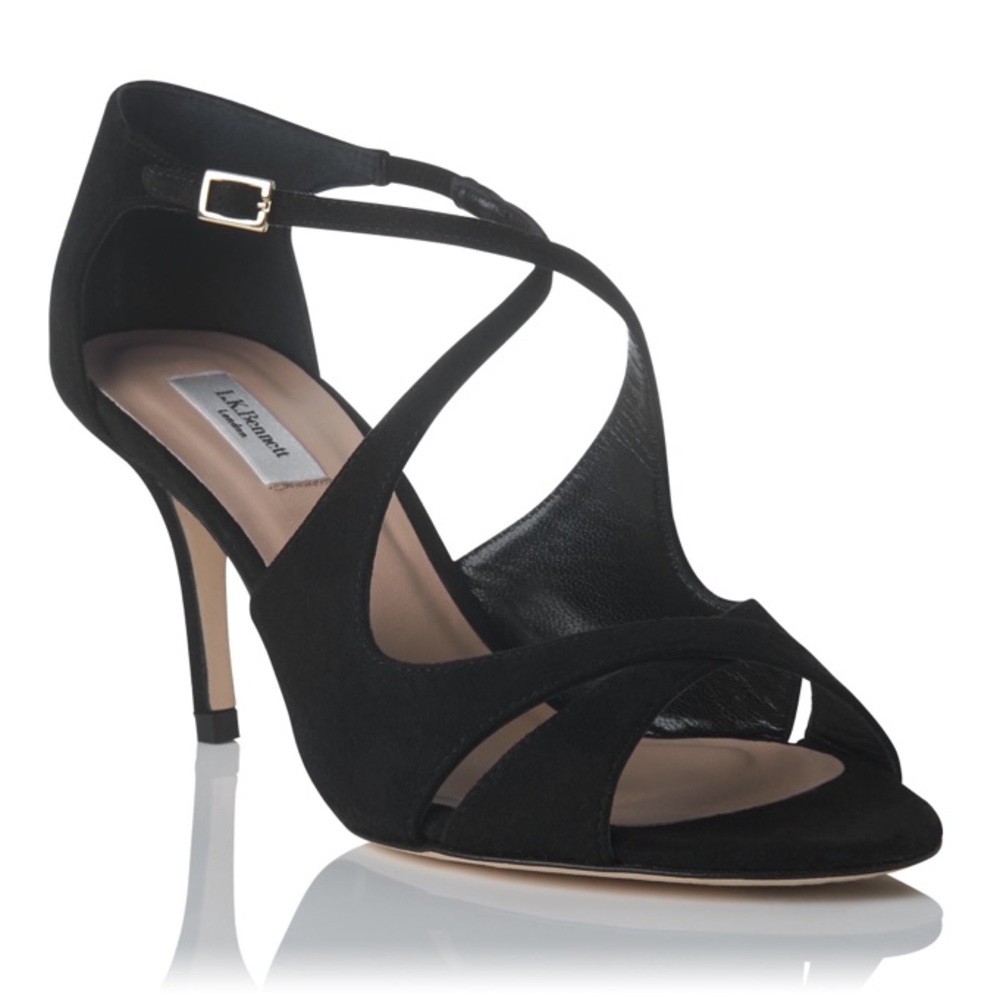 LK Bennett Blossom Black Suede Sandals